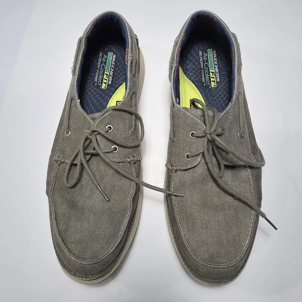 Skechers Casual Canvas Boat Shoes - Gray Size 14